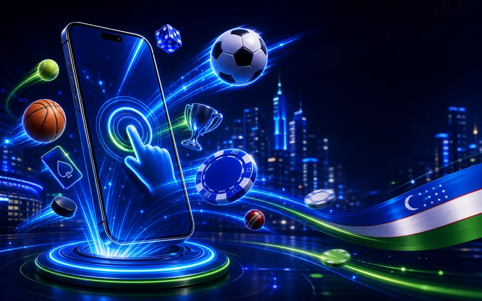 Ilova orqali o'ynash 1xBet O'zbekiston banneri