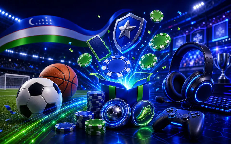 Sport va esports takliflari 1xBet O'zbekiston banneri
